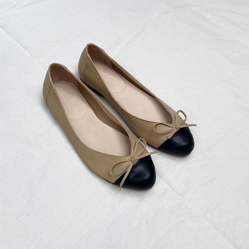 Erin Beige / Black in Genuine Leather (On-hand)