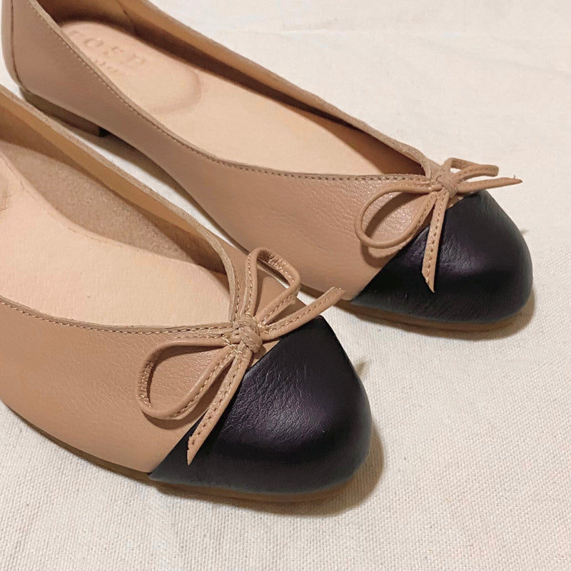 Erin Peach Nude / Black in Genuine Leather (On-hand)