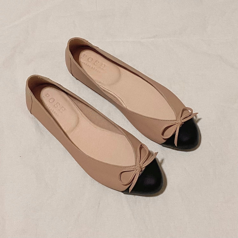 Erin Peach Nude / Black in Genuine Leather (On-hand)