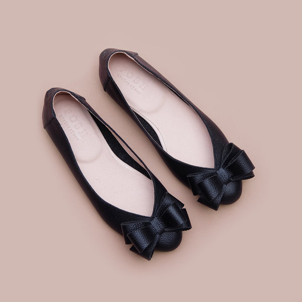 Pointy Bow Black in Genuine Leather (Pre-Order)